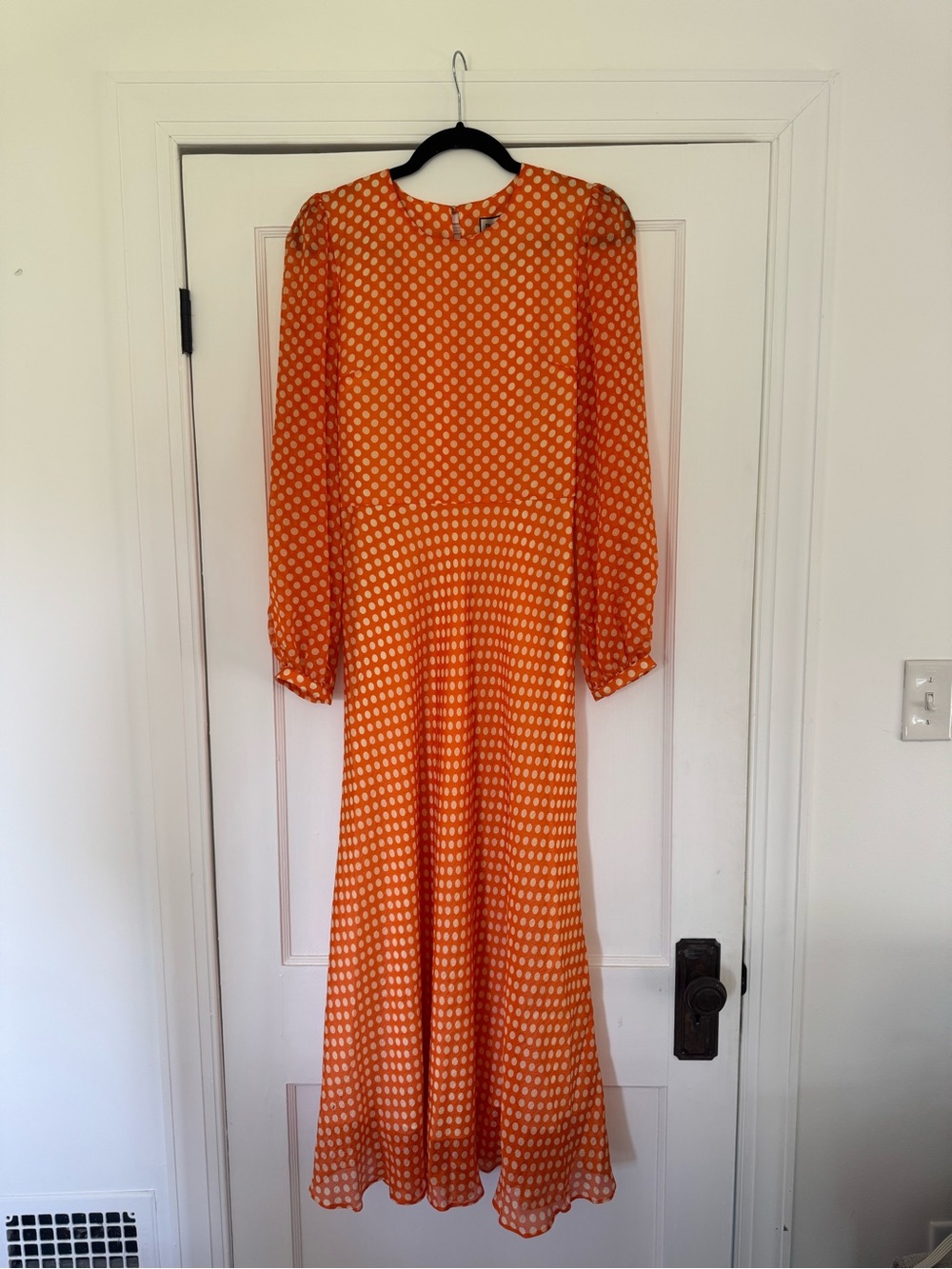 Paul & Joe Orange Polka-Dot Silk Jacquard Midi Dress